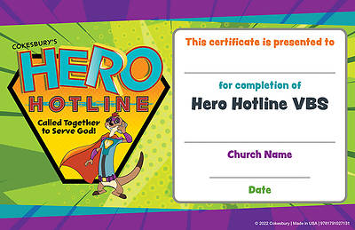 Picture of Vacation Bible School (VBS) Hero Hotline Student Certificates (Pkg of 48)
