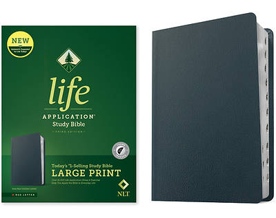 Picture of NLT Life Application Study Bible, Third Edition, Large Print (Genuine Leather, Navy Blue, Indexed, Red Letter)