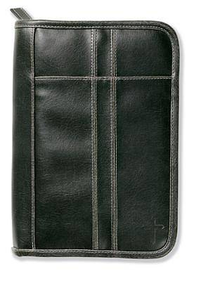 Picture of Distressed Leather-Look Black with Stitching Accent Medium Bible Cover