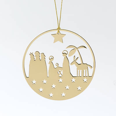 Picture of Metal Ornament Nativity - Gold (pkg of 10)