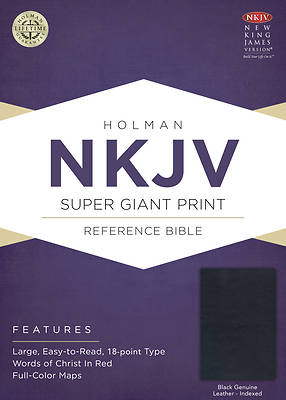 Picture of NKJV Super Giant Print Reference Bible, Black Genuine Leather Indexed