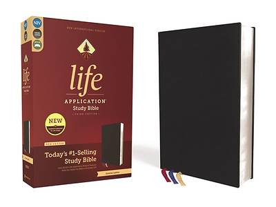 Picture of Niv, Life Application Study Bible, Third Edition, Genuine Leather, Cowhide, Black, Art Gilded Edges, Red Letter