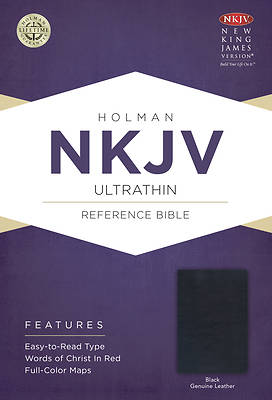 Picture of NKJV Ultrathin Reference Bible, Black Genuine Leather