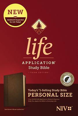 Picture of NIV Life Application Study Bible, Third Edition, Personal Size (Leatherlike, Dark Brown/Brown, Indexed)