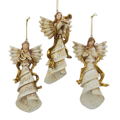 Picture of Ivory and Gold Angel with Musical Instrument Ornament