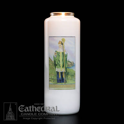 Picture of St. Patrick 6-Day Glass Prayer Candle