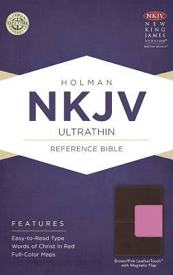Picture of NKJV Ultrathin Reference Bible, Brown/Pink Leathertouch with Magnetic Flap