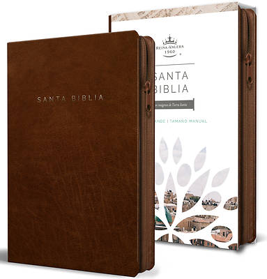 Picture of Biblia Reina Valera 1960 Letra Grande. Símil Piel Canela, Cremallera, Tamaño Manual / Spanish Bible Rvr 1960. Handy Size, Large Print, Leathersoft, Br