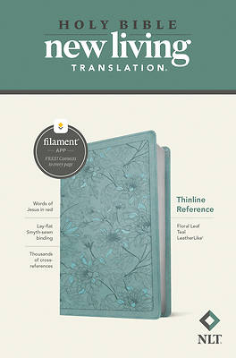 Picture of NLT Thinline Reference Bible, Filament Enabled Edition (Red Letter, Leatherlike, Floral Leaf Teal)
