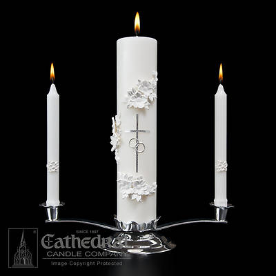 Picture of Holy Matrimony Candle Ensemble - Silver and White