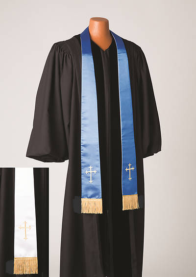 Picture of Satin Reversible Blue/White Latin Cross Stole