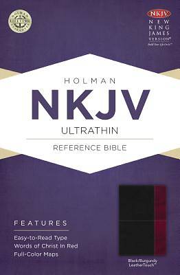 Picture of NKJV Ultrathin Reference Bible, Black/Burgundy Leathertouch