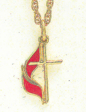 Picture of United Methodist Cross & Flame Gold Filled Charm