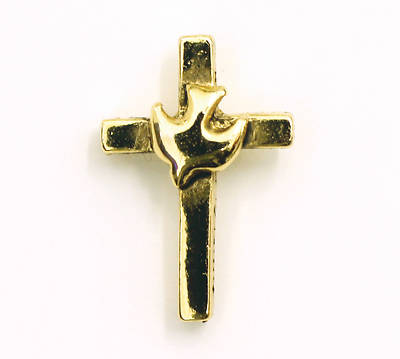 Picture of Gold Plated Lapel Pin - Cross with Dove