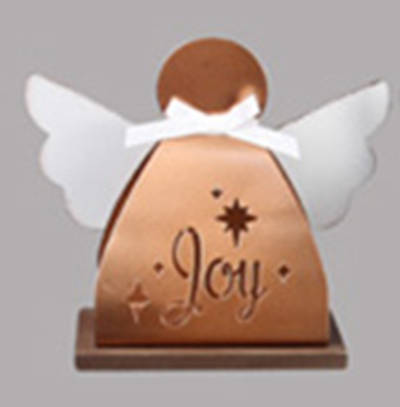 Picture of Tin Christmas Tabletop Angel with Laser Cutout Design- Joy