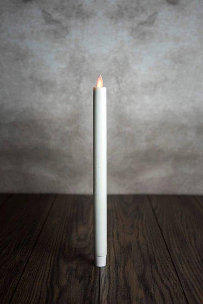 Picture of Mystique Moving Flame 12" Ivory Flameless Taper Candle
