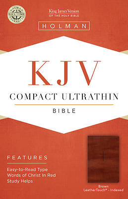 Picture of KJV Compact Ultrathin Reference Bible, Brown Cross Leathertouch, Indexed