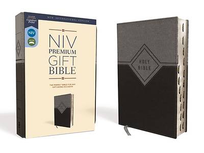 Picture of NIV, Premium Gift Bible, Leathersoft, Black/Gray, Red Letter Edition, Indexed, Comfort Print