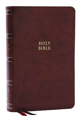 Picture of Nkjv, Single-Column Reference Bible, Verse-By-Verse, Leathersoft, Brown, Red Letter, Comfort Print