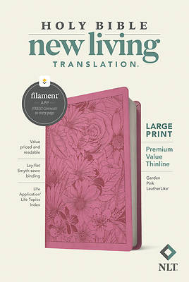 Picture of NLT Large Print Premium Value Thinline Bible, Filament Enabled Edition (Leatherlike, Garden Pink)