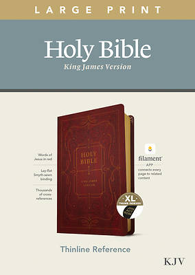 Picture of KJV Large Print Thinline Reference Bible, Filament Enabled Edition (Red Letter, Leatherlike, Burgundy, Indexed)