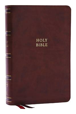 Picture of Nkjv, Single-Column Reference Bible, Verse-By-Verse, Leathersoft, Brown, Red Letter, Thumb Indexed, Comfort Print
