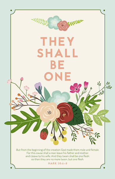 Picture of Wedding Bulletin - They Shall Be One - Mark 10:6-8 (KJV) - PKG 100