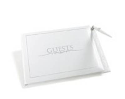 Picture of Guest Book with Pen Plain White Bonded Leather Small