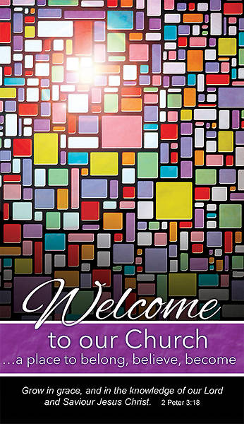 Picture of Welcome to Our Church Pew Card - 2 Peter 3:18 Package of 50