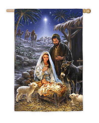Picture of A Savior is Born House Satin Flag