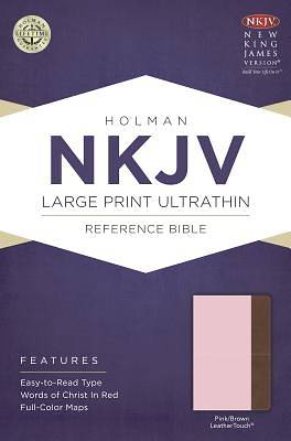 Picture of NKJV Large Print Ultrathin Reference Bible, Pink/Brown Leathertouch