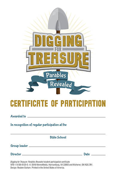 Picture of Vacation Bible School (VBS) 2017 Digging for Treasure: Student Participation Certificates