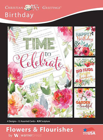 Picture of Flowers & Flourishes Birthday Box Cards (Box of 12)