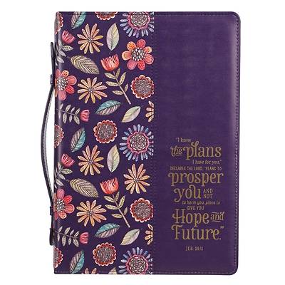 Picture of Bible Cover Large Purple Floral I Know the Plans Jeremiah 29