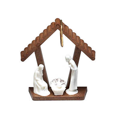Picture of Mini Wood Stable Nativity Ornament - 2 1/2"