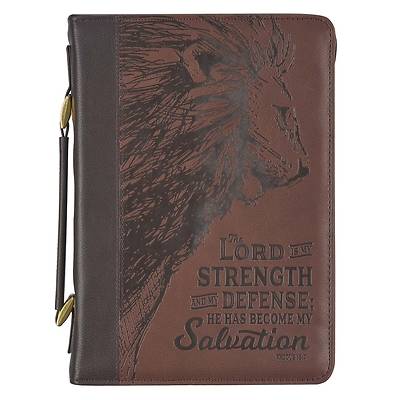 Picture of Bible Cover Extra Large Brown Lord Is My Strength Exodus 15