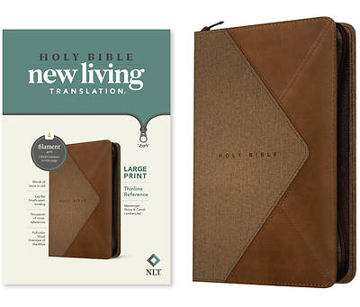 Picture of NLT Large Print Thinline Reference Zipper Bible, Filament Enabled Edition (Leatherlike, Messenger Stone & Camel )
