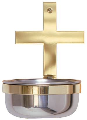 Picture of Koleys K249 Holy Water Font Stainless Steel Solid Brass Cross