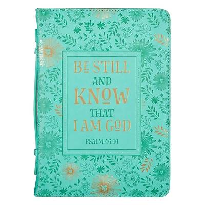 Picture of Bible Cover Large Turquoise Be Still and Know Psalm 46