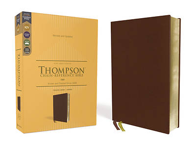 Picture of Kjv, Thompson Chain-Reference Bible, Genuine Leather, Calfskin, Brown, Art Gilded Edges, Red Letter, Comfort Print