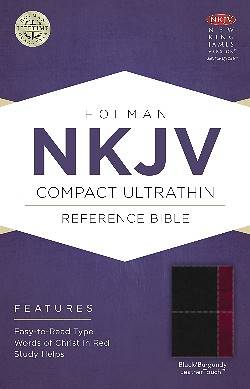 Picture of NKJV Compact Ultrathin Bible, Black/Burgundy Leathertouch