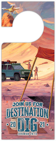 Picture of Vacation Bible School VBS 2021 Destination Dig Unearthing the Truth About Jesus Door Hangers 50 Hangers