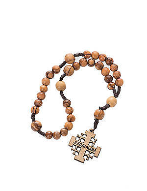 Picture of Prayer Beads Olive Wood with Jerusalem Cross