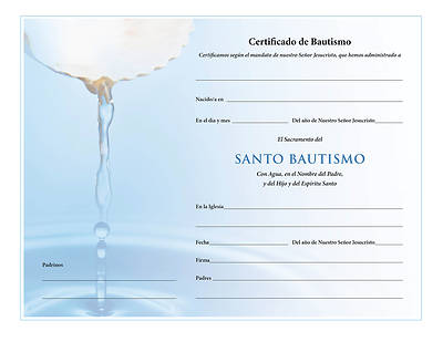 Picture of Certificado de Santo Bautismo Spanish Holy Baptism Certificate- Download