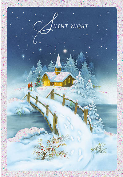 Picture of Silent Night Snow Scene Christmas Cards Box of 18 Box of 18