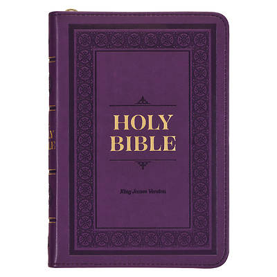 Picture of KJV Holy Bible, Compact Faux Leather Red Letter Edition - Ribbon Marker, King James Version, Purple, Zipper Closure