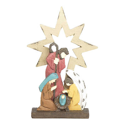 Picture of Star Holy Family with Angel Wood Look 8 1/2"