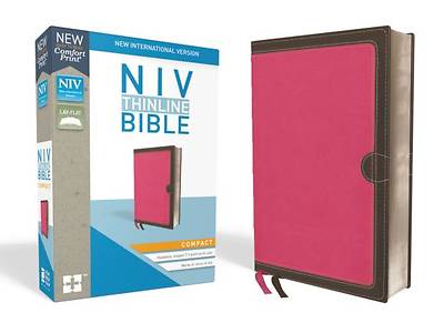 Picture of NIV, Thinline Bible, Compact, Imitation Leather, Pink/Brown, Red Letter Edition