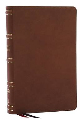 Picture of Nkjv, Single-Column Reference Bible, Verse-By-Verse, Genuine Leather, Brown, Red Letter, Thumb Indexed, Comfort Print