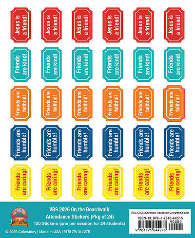 Picture of VBS 2027 On the Boardwalk Attendance Stickers (Pkg of 24)